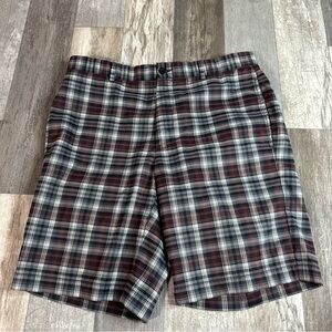 Greg Norman Golf Shorts, Mens 34, Red and Black Plaid